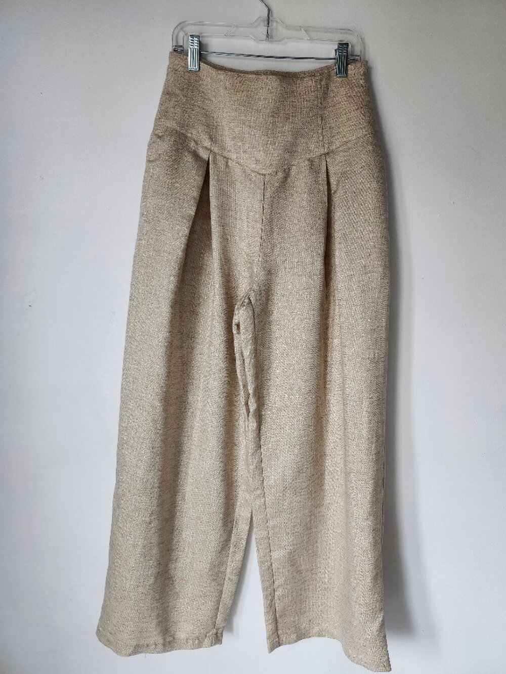 Commense Linen Tencel Gold + Tan High Waist Flare Pants